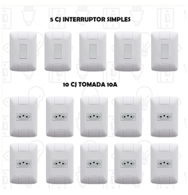 Cj 5 Cj Interruptor simples + 10 cj Tomada 10a 4x2 - Tramontina Aria